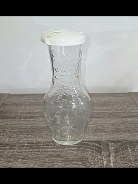 Vintage Good Seasons Salad Dressing Glass Vines Cruet Shaker Bottle w/ Lid SEE P